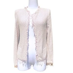 IRO Shavani Open Fringe Jacket, Summer Soft Lavender Hue. Size 34.